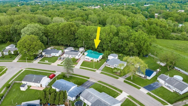 524 Ridgefield Rd, Newark, OH 43055 - aerial perspective of suburban area with a heavily wooded area