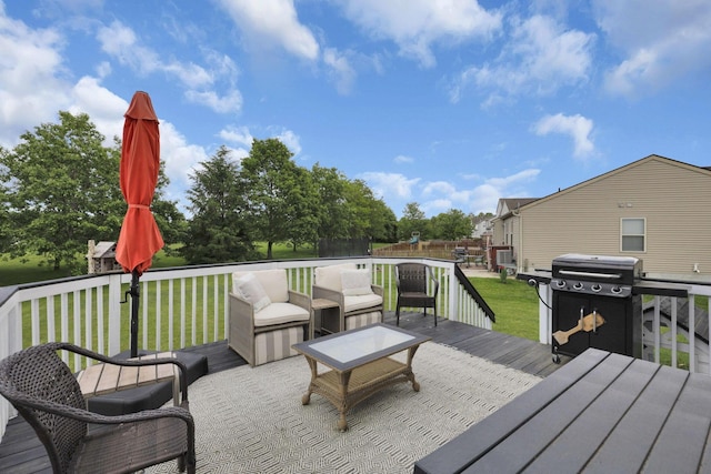 226 Purple Finch Loop, Pataskala, OH 43062 - wooden deck with a lawn and area for grilling