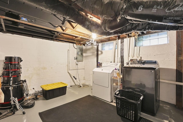 2538 Lexington Ave, Columbus, OH 43211 - basement with separate washer and dryer, electric panel, and plenty of natural light