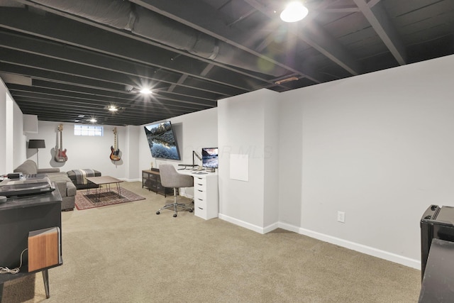2538 Lexington Ave, Columbus, OH 43211 - below grade area with a desk, carpet, and baseboards