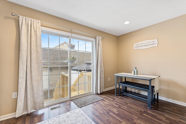 5290 Berthold Pass Dr, Dublin, OH 43016 - doorway to outside with baseboards, wood finished floors, and recessed lighting