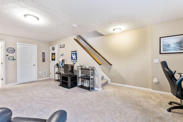 5290 Berthold Pass Dr, Dublin, OH 43016 - office area with carpet, a textured ceiling, and baseboards