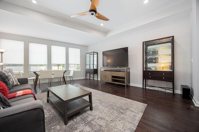 199 E 5th Ave, Columbus, OH 43201 - living area with wood finished floors, recessed lighting, ceiling fan, and baseboards