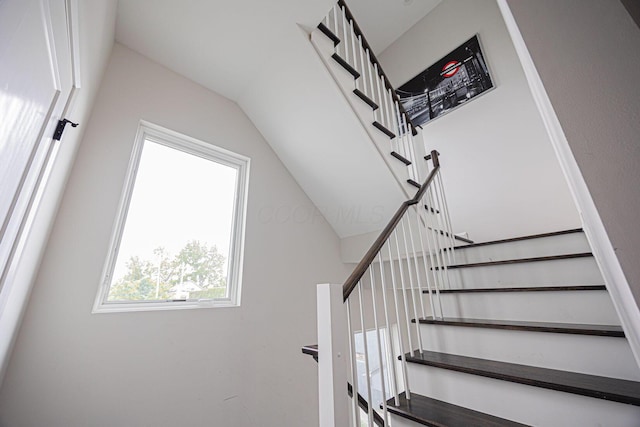 199 E 5th Ave, Columbus, OH 43201 - staircase featuring lofted ceiling