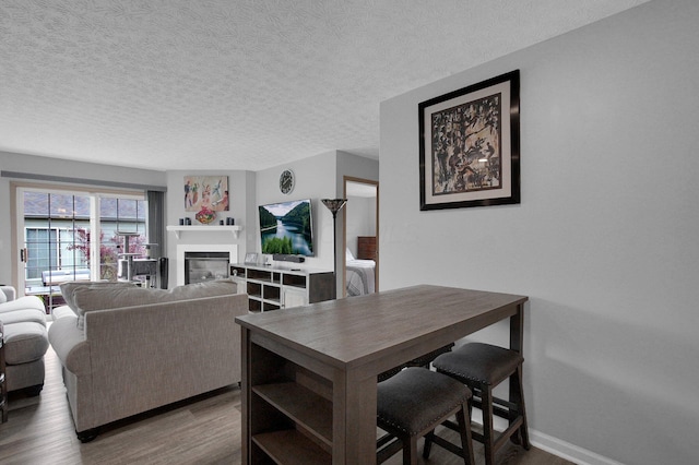 4057 Blendon Point Dr Unit 60A, Columbus, OH 43230 - living area featuring a glass covered fireplace, wood finished floors, a textured ceiling, and baseboards