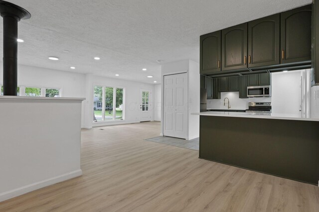 366 Orchard Ln, Sunbury, OH 43074 - kitchen with stainless steel appliances, baseboards, light wood-style floors, recessed lighting, and light countertops