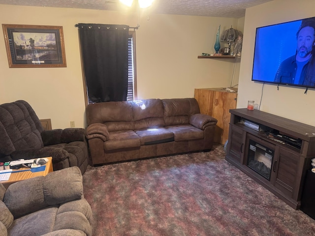 1539 Fuller Ct, Lancaster, OH 43130 - living room featuring carpet and a textured ceiling