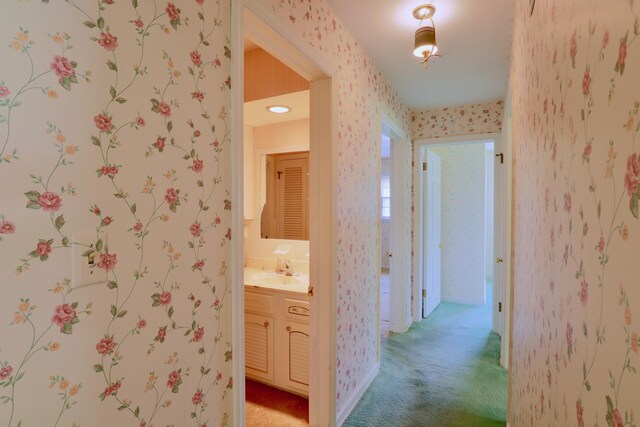 1602 Pleasantview Dr, Lancaster, OH 43130 - bathroom featuring wallpapered walls and vanity