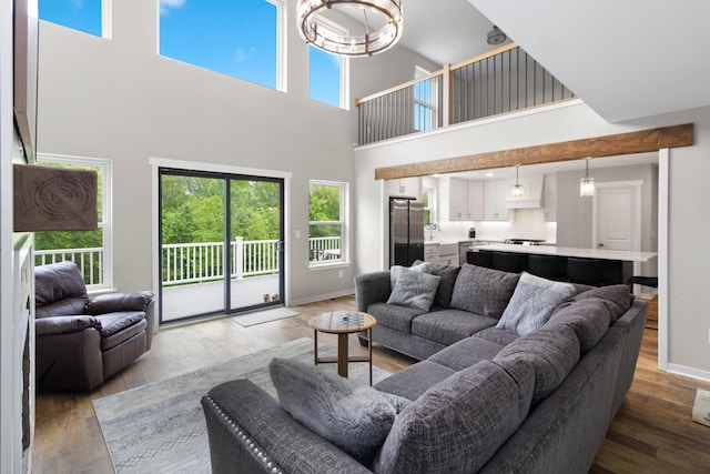 3000 State Route 257, Radnor, OH 43066 - living room with a towering ceiling, light wood-style flooring, and baseboards