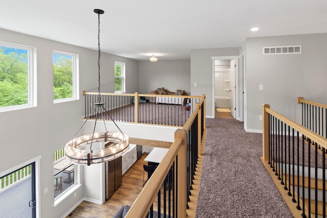 3000 State Route 257, Radnor, OH 43066 - hall with an upstairs landing, a chandelier, baseboards, and recessed lighting
