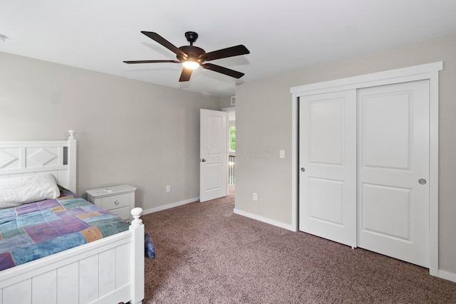 3000 State Route 257, Radnor, OH 43066 - bedroom with carpet, baseboards, ceiling fan, and a closet