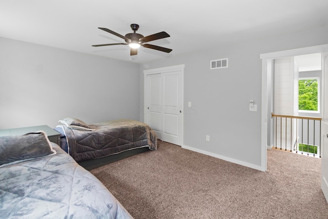 3000 State Route 257, Radnor, OH 43066 - carpeted bedroom featuring baseboards, ceiling fan, and a closet