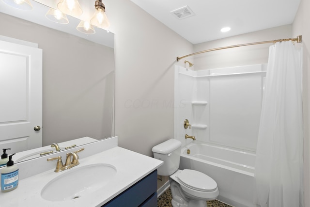 3000 State Route 257, Radnor, OH 43066 - bathroom featuring shower / tub combo, vanity, toilet, and recessed lighting