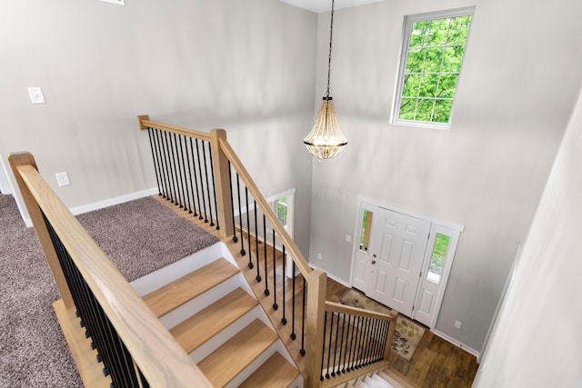 3000 State Route 257, Radnor, OH 43066 - foyer entrance featuring a chandelier, baseboards, and a high ceiling