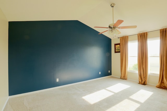 1690 Autumn Dr, Lancaster, OH 43130 - spare room with vaulted ceiling, carpet flooring, a ceiling fan, and baseboards