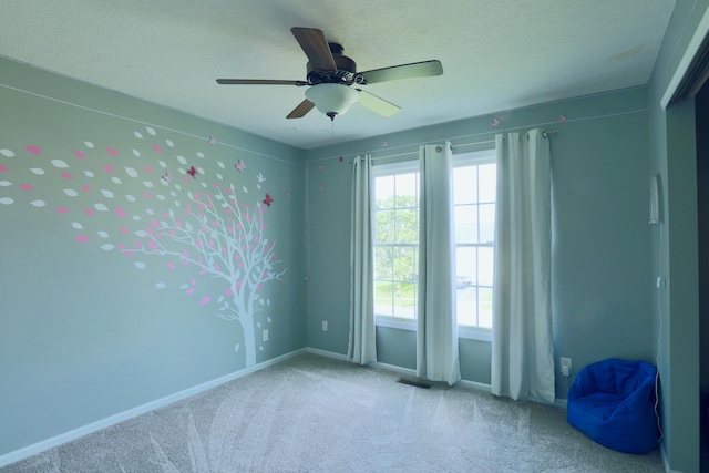 1690 Autumn Dr, Lancaster, OH 43130 - spare room featuring carpet, a ceiling fan, baseboards, and a textured ceiling