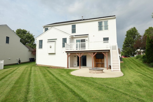 1690 Autumn Dr, Lancaster, OH 43130 - rear view of house with an outdoor fire pit, a patio area, a yard, and a deck