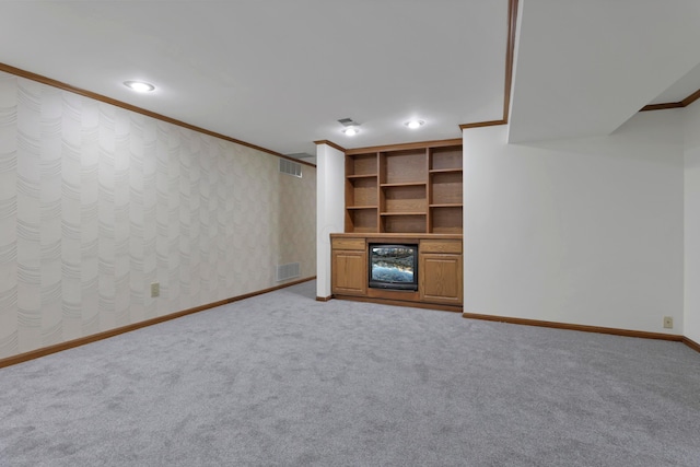6451 Faircrest Rd, Columbus, OH 43229 - finished basement with ornamental molding, baseboards, carpet floors, and recessed lighting