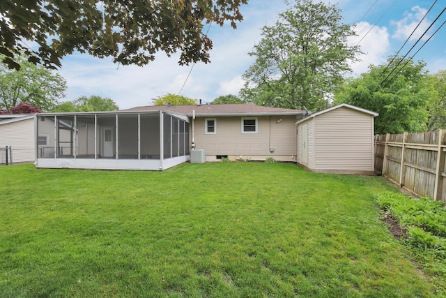 6451 Faircrest Rd, Columbus, OH 43229 - back of house featuring a sunroom and central air condition unit