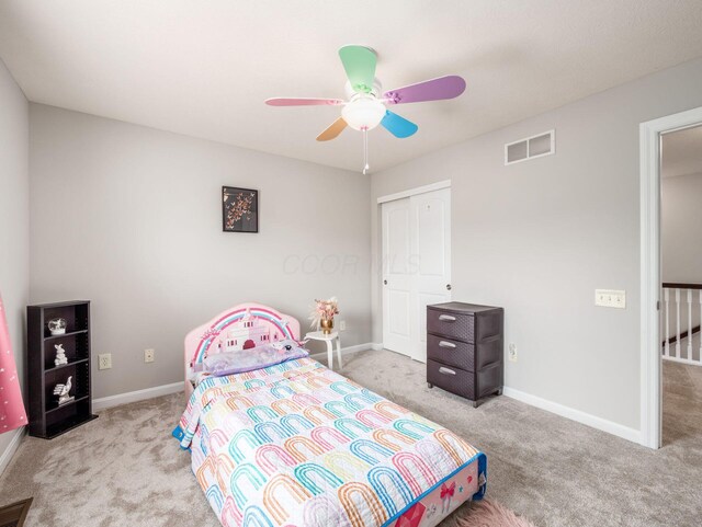 7915 Fargo Ln, Delaware, OH 43015 - bedroom with carpet flooring, baseboards, and ceiling fan