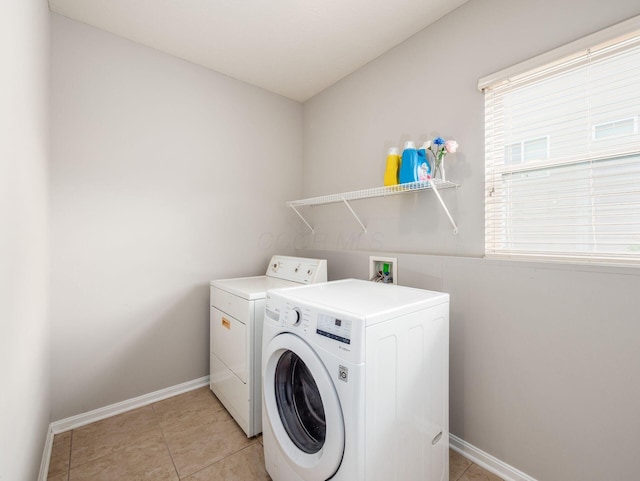7915 Fargo Ln, Delaware, OH 43015 - laundry area with independent washer and dryer, baseboards, and light tile patterned floors