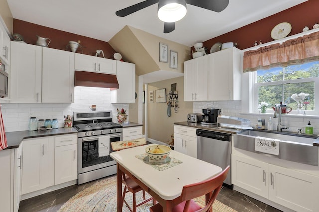 1350 Lancaster Kirkersville Rd NW, Lancaster, OH 43130 - kitchen with stainless steel appliances, a sink, premium range hood, and tasteful backsplash