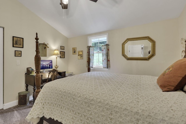 1350 Lancaster Kirkersville Rd NW, Lancaster, OH 43130 - carpeted bedroom featuring lofted ceiling, baseboards, and a ceiling fan