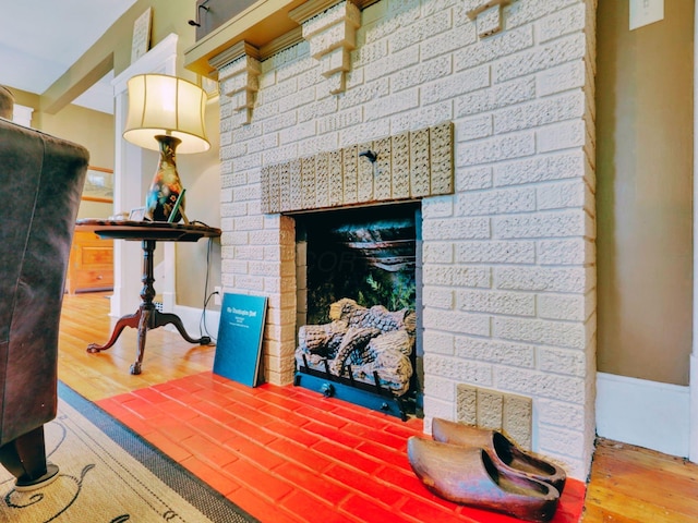 1350 Lancaster Kirkersville Rd NW, Lancaster, OH 43130 - detailed view of wood finished floors and a brick fireplace