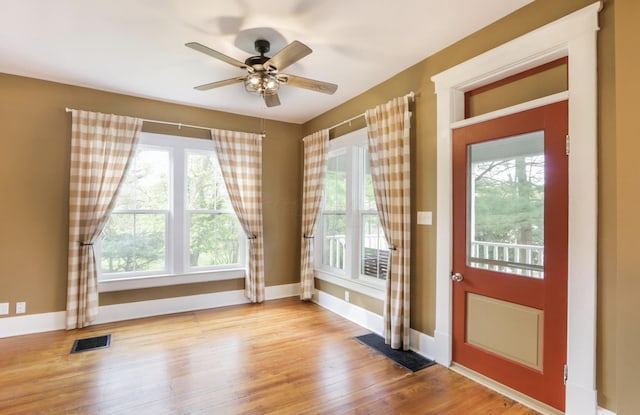 1350 Lancaster Kirkersville Rd NW, Lancaster, OH 43130 - entryway featuring wood finished floors, ceiling fan, and baseboards
