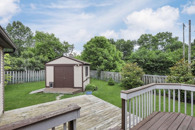 384 Sandburr Dr, Columbus, OH 43230 - wooden deck featuring a storage shed, a fenced backyard, and view of scattered trees