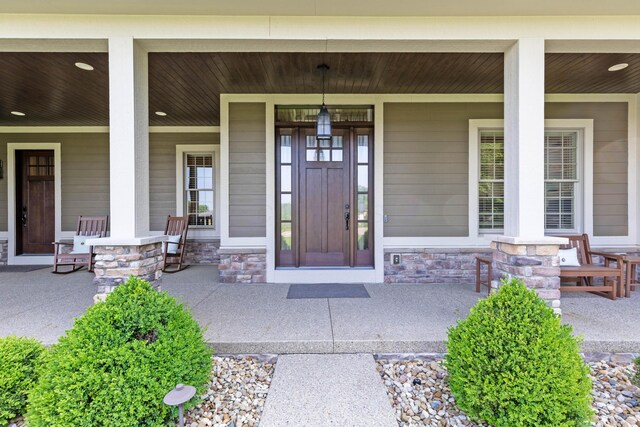 9568 Craigens Ct, Galena, OH 43021 - property entrance with covered porch and stone siding