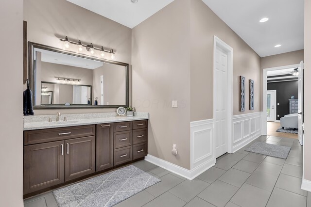 9568 Craigens Ct, Galena, OH 43021 - bathroom with vanity, tile patterned flooring, and recessed lighting