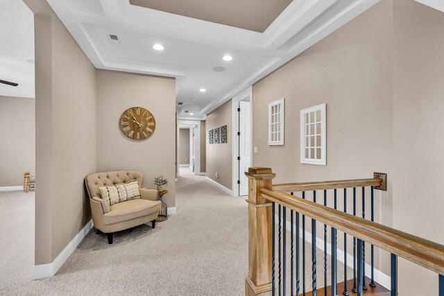 9568 Craigens Ct, Galena, OH 43021 - corridor with an upstairs landing, carpet, recessed lighting, and baseboards