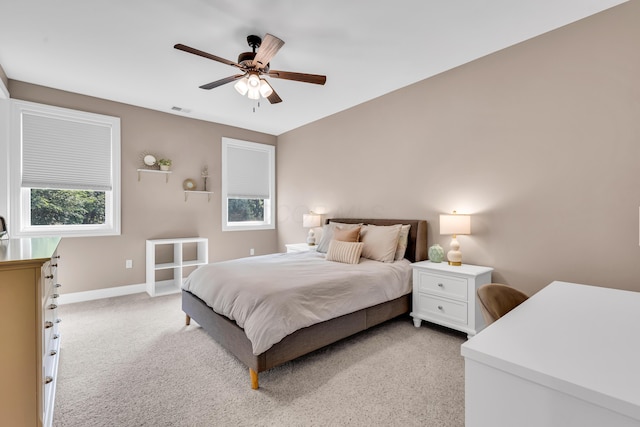 9568 Craigens Ct, Galena, OH 43021 - bedroom with light carpet, baseboards, and a ceiling fan