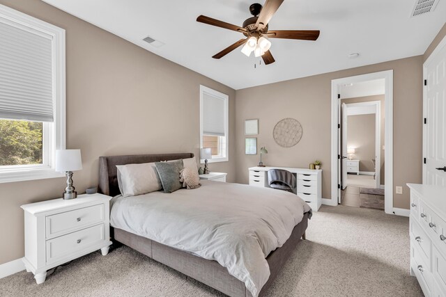 9568 Craigens Ct, Galena, OH 43021 - bedroom with light colored carpet, baseboards, and ceiling fan