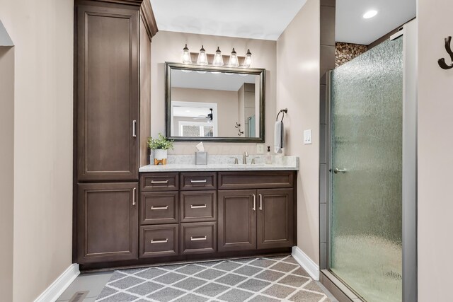 9568 Craigens Ct, Galena, OH 43021 - bathroom with baseboards, vanity, and a shower stall