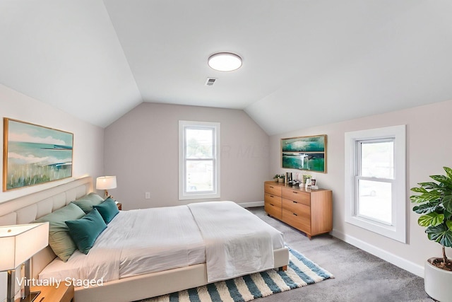 1805 Meriline Ave, Obetz, OH 43207 - bedroom with lofted ceiling, light carpet, and baseboards