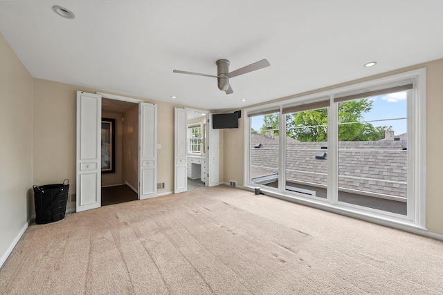 195 S Gould Rd, Columbus, OH 43209 - unfurnished bedroom with carpet flooring, baseboards, recessed lighting, and ceiling fan