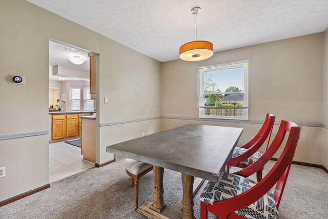 6897 Roundelay Rd N, Reynoldsburg, OH 43068 - dining room with light carpet, a textured ceiling, and baseboards