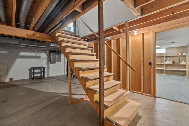 6897 Roundelay Rd N, Reynoldsburg, OH 43068 - basement featuring stairway and electric panel