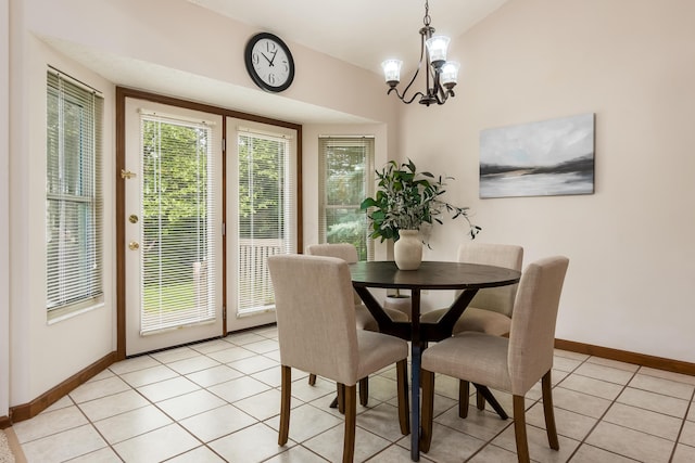 5839 Castleknock Rd, Dublin, OH 43016 - dining room with baseboards, healthy amount of natural light, a chandelier, and light tile patterned flooring