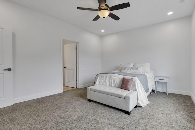 13081 Dogwood Rd NE, Thornville, OH 43076 - bedroom with carpet, baseboards, recessed lighting, and ceiling fan