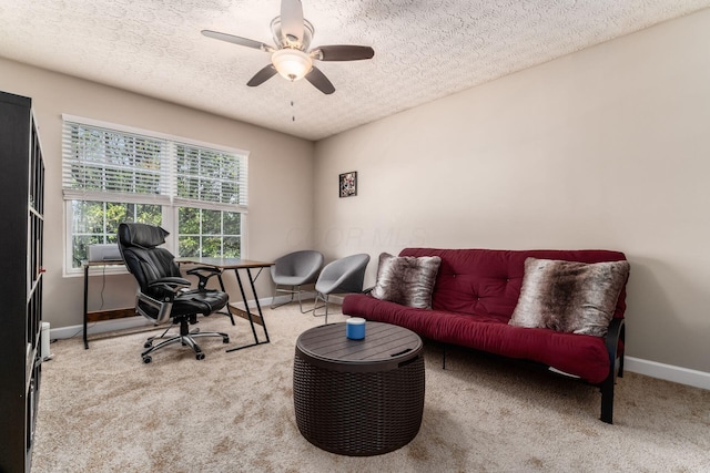 7765 Lantana Ave Unit 164, Blacklick, OH 43004 - carpeted office featuring baseboards, a ceiling fan, and a textured ceiling