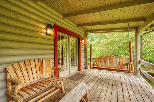 7 Whiskey Run Rd, Chillicothe, OH 45601 - wooden deck with french doors