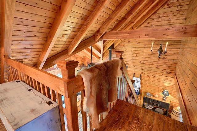 7 Whiskey Run Rd, Chillicothe, OH 45601 - detailed view of wood ceiling with exposed beams and wood walls