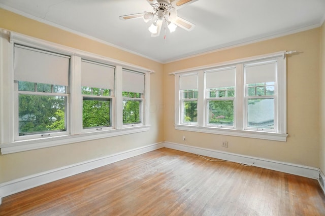 1875 King Ave, Columbus, OH 43212 - empty room with ornamental molding, light wood-style flooring, baseboards, and ceiling fan