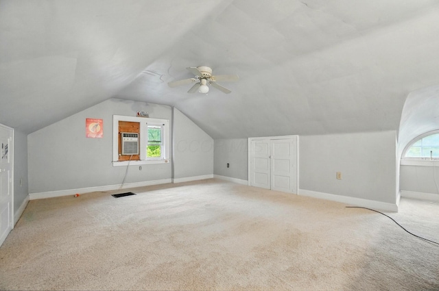 1875 King Ave, Columbus, OH 43212 - additional living space with carpet floors, a ceiling fan, lofted ceiling, and baseboards