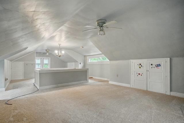1875 King Ave, Columbus, OH 43212 - bonus room featuring a ceiling fan, light carpet, baseboards, and lofted ceiling