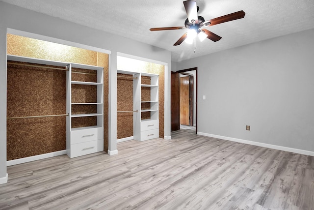 232 Camrose Ct, Columbus, OH 43230 - unfurnished bedroom featuring light wood finished floors, baseboards, a textured ceiling, and a ceiling fan