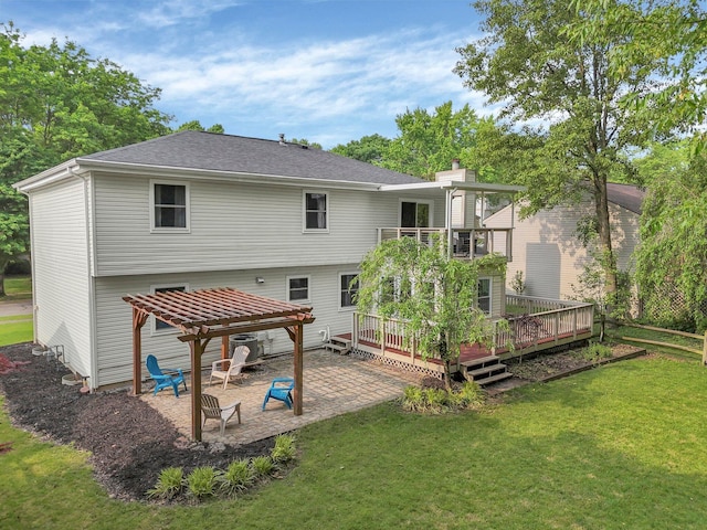 232 Camrose Ct, Columbus, OH 43230 - back of house with a pergola, a patio, a yard, and a balcony